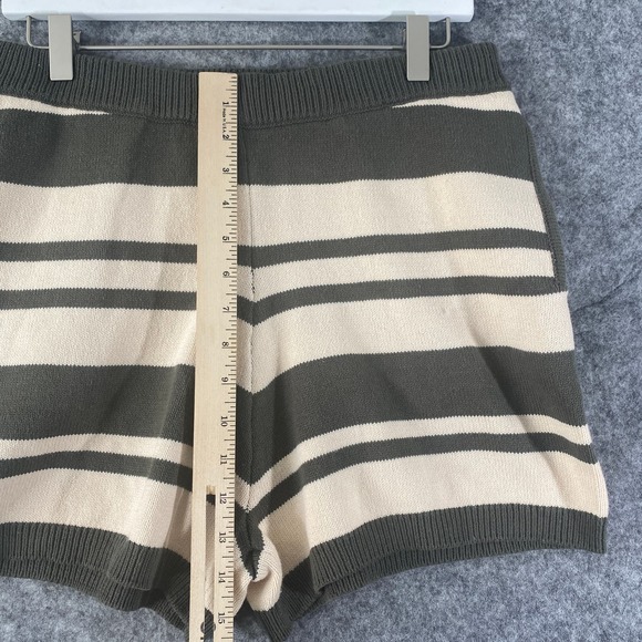 Anthropologie Shorts Small Green Striped Knit Lounge High Rise Saturday Sunday - Picture 9 of 12